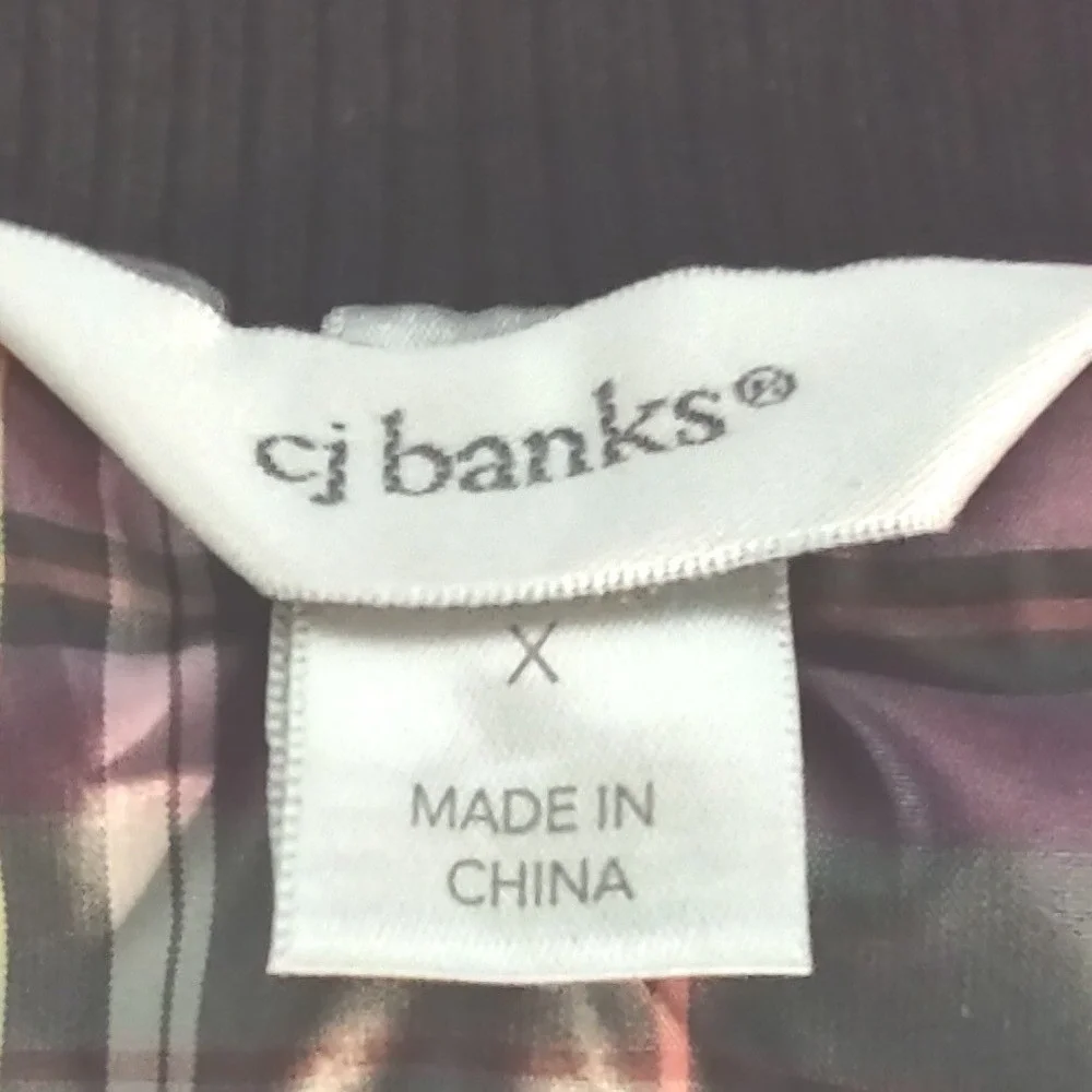 CJ Banks Vest Size X Woman's Plaid Puffer Full Zip With Covered Snap Zip Pockets